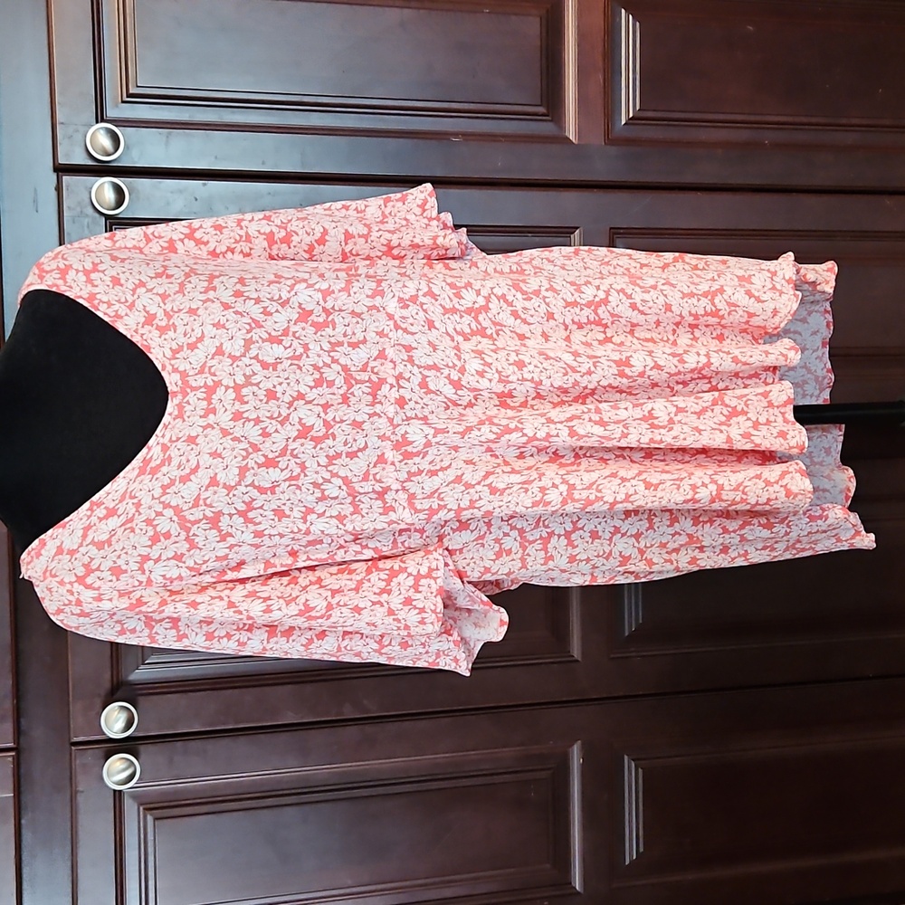 Cynthia Rowley Pink Floral Flutter Sleeve Top Size 1X Fairy Botanical Boho